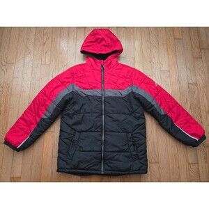 Pacific Trail Youth Winter Puffer Snow Coat Ski Jacket Black Red Gray L 14/16